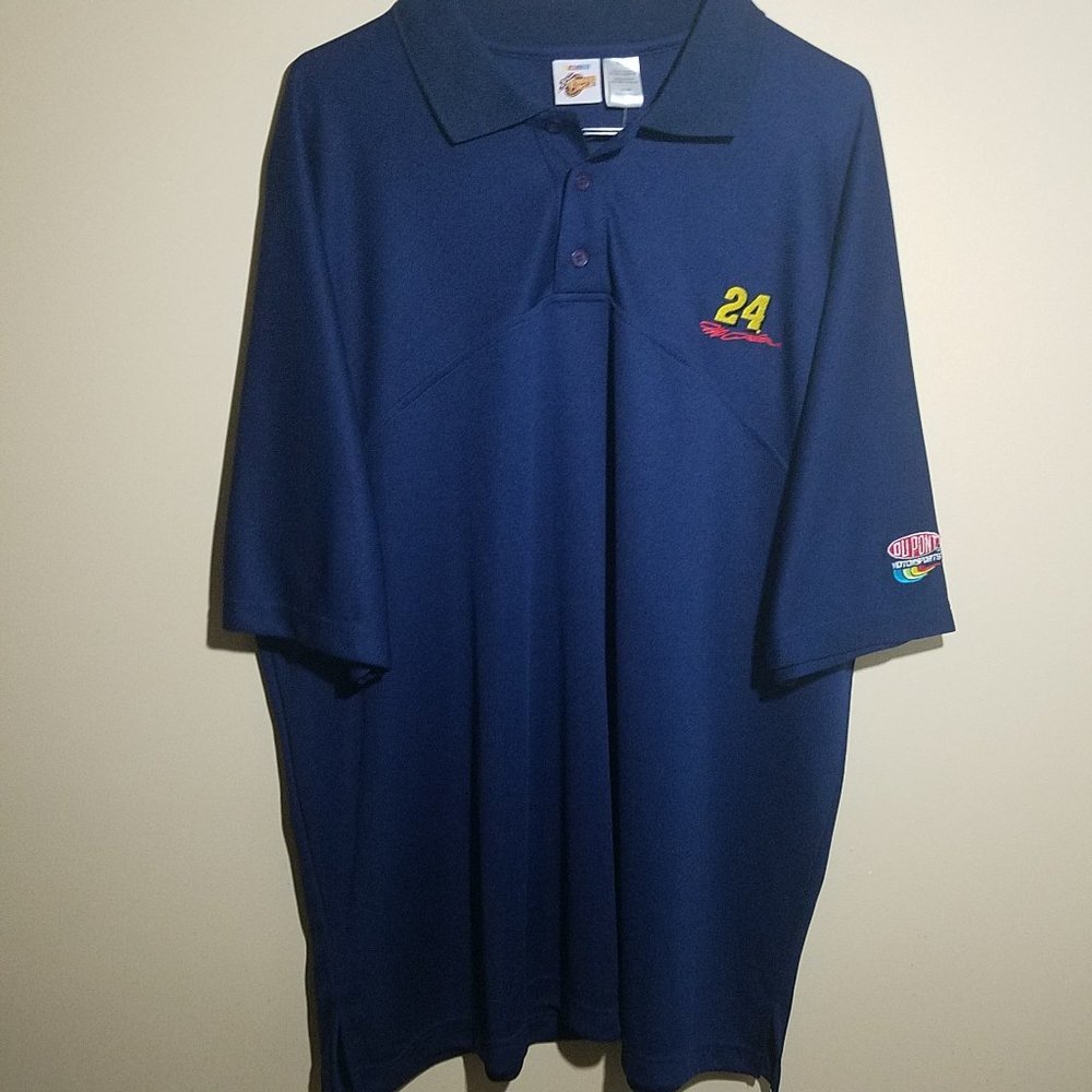 NWT NASCAR Winner's Circle Jeff Gordon Blue Athletic Polo Shirt Mens XL